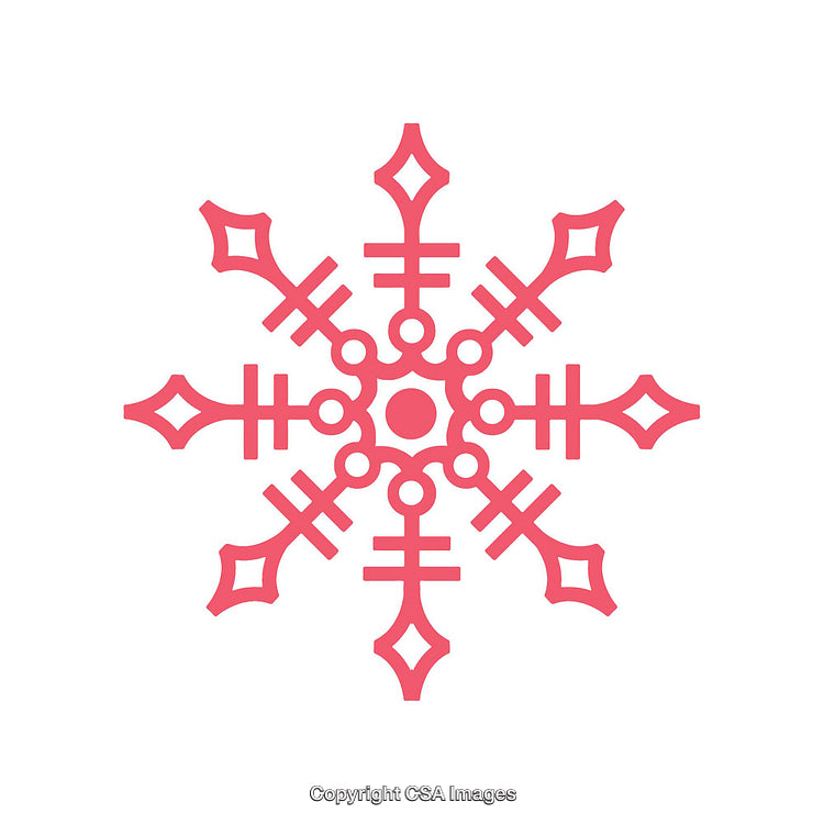 Ornate Red Snowflake Dingbat Design on a White Background