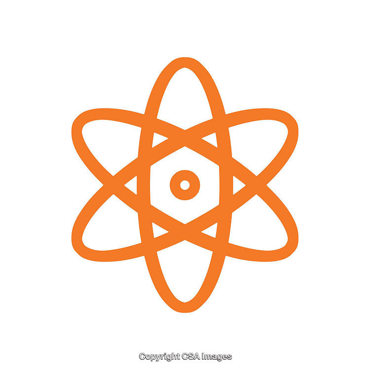 Abstract Orange Atomic Symbol in Simple Minimalistic Style