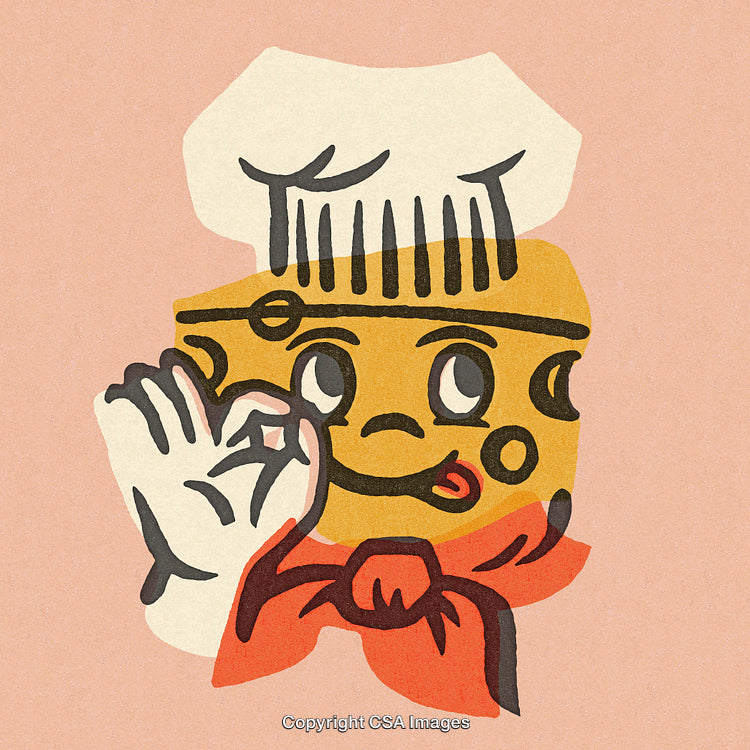 Cheese Cartoon Illustration Featuring a Happy Chef With Playful Expressions