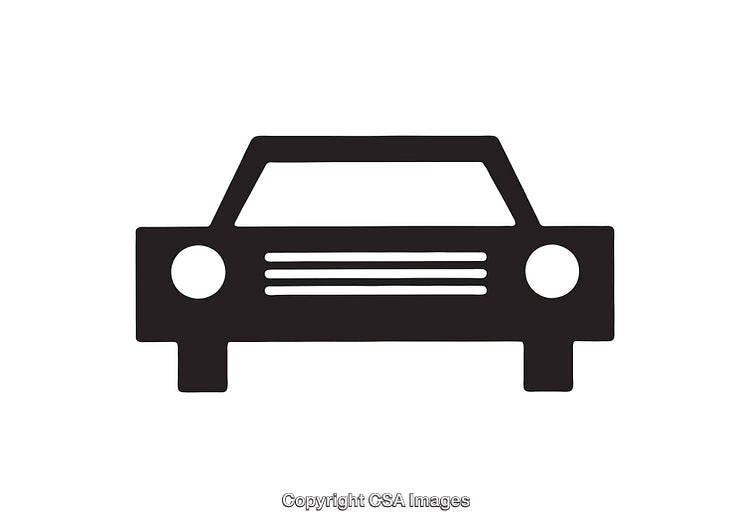 Simple Black and White Car Icon in Minimalist Style