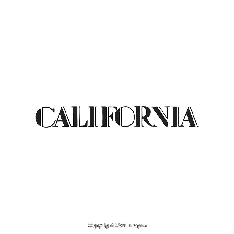 Stylish California Text Design with Modern Font in Black on White Background