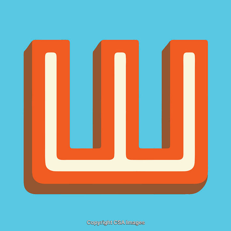 Bold 3D Letter W Design with Vibrant Colors and Retro Style