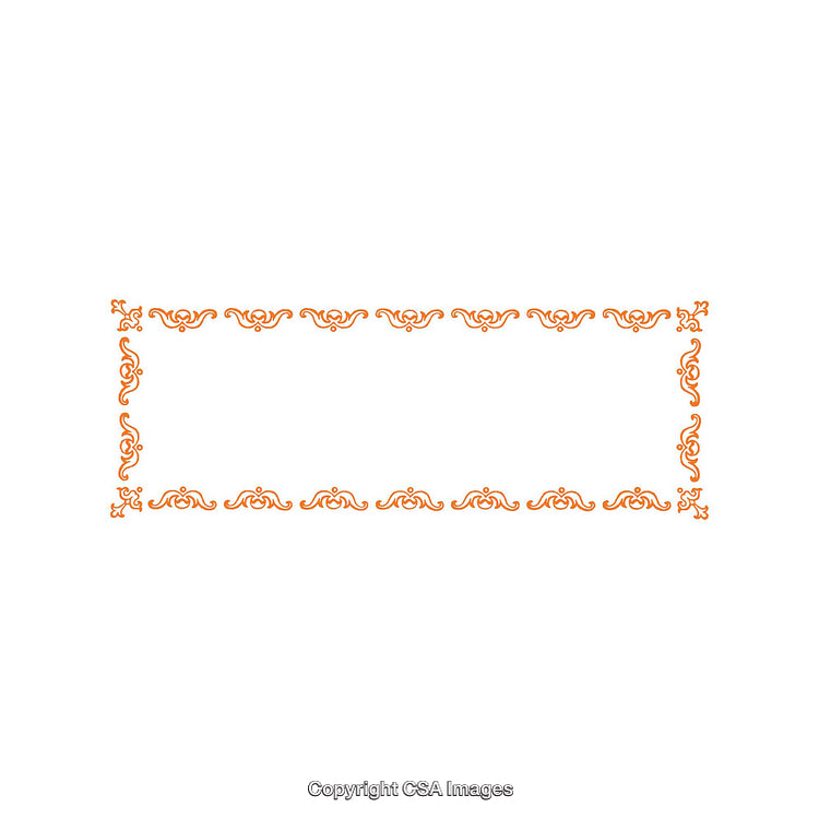 Elegant Rectangular Orange Border With Ornamental Design on a White Background