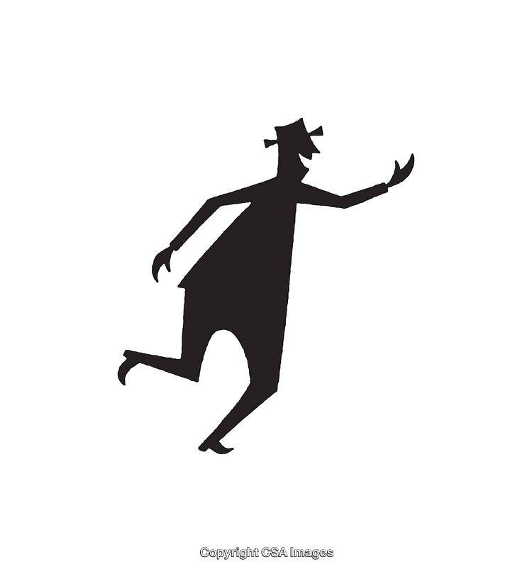 Black Silhouette Illustration of Walking Figure in Abstract Style