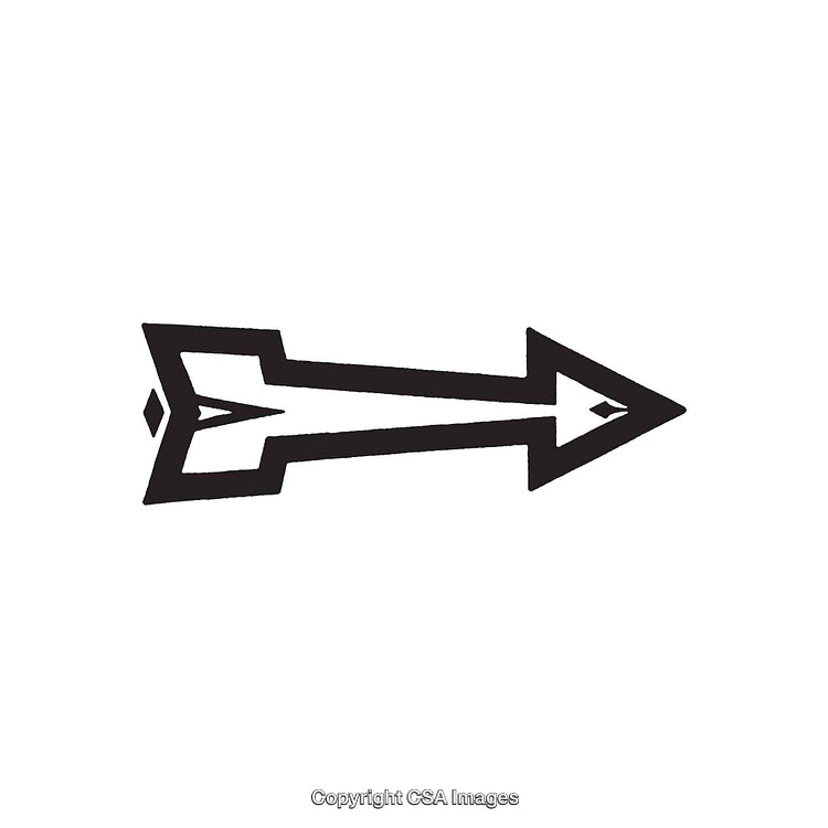 Minimalistic Black Arrow Design with Geometric Aesthetics and White Background