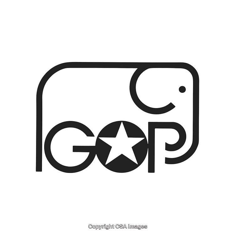 Minimalist Black And White GOP Elephant Logo With Star Design