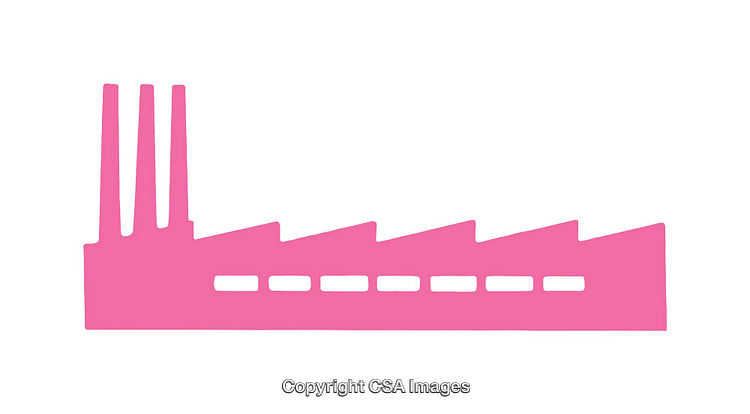 Minimalist Flat Pink Factory Icon Isolated on White Background