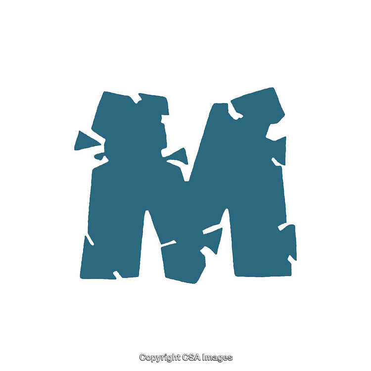 Textured Letter M Design in Bold Blue on White Background