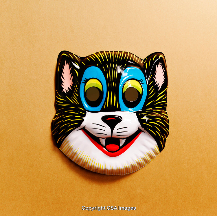 Colorful Cat Mask on Bright Background