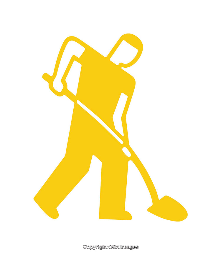 Yellow Icon Depicting a Worker with a Shovel