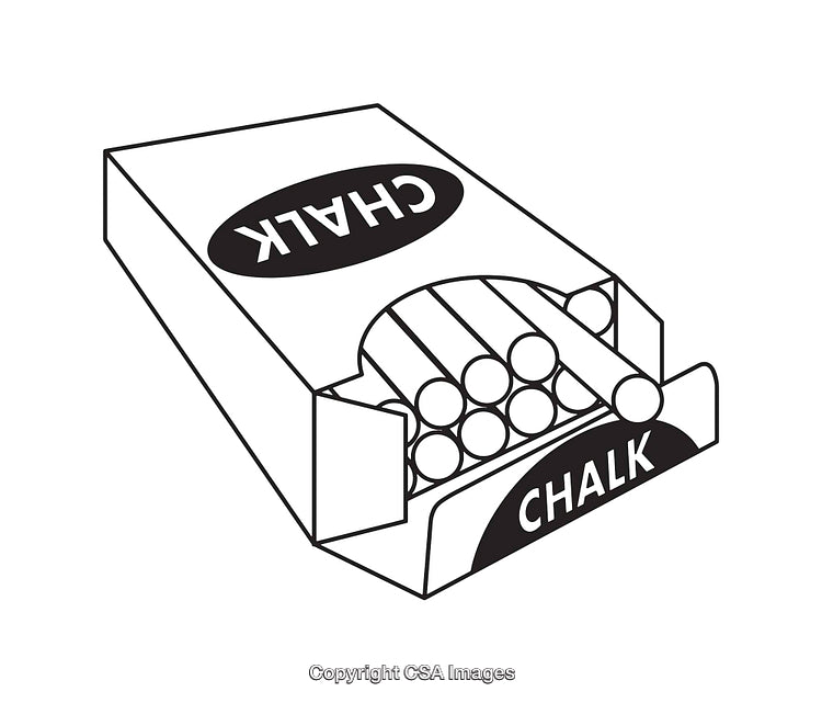 Black And White Line Art Illustration of Chalk Box Contents