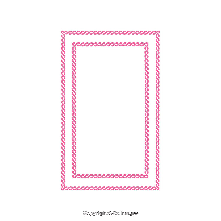 Pink Decorative Frame with Rope-Like Border on White Background