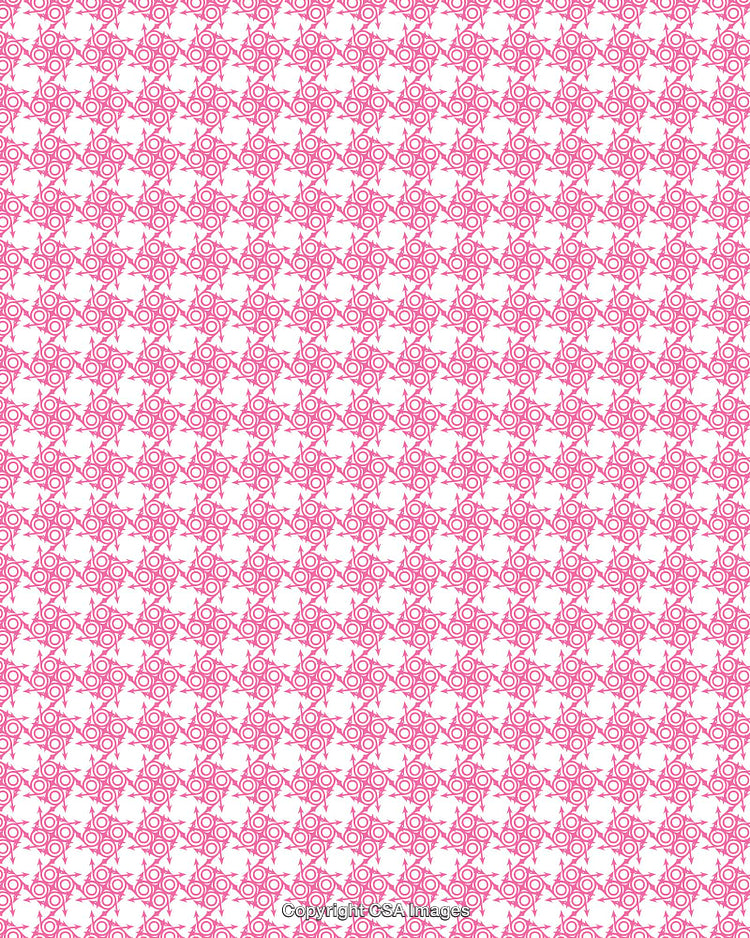 Pink Geometric Pattern with Intricate Shapes on White Background
