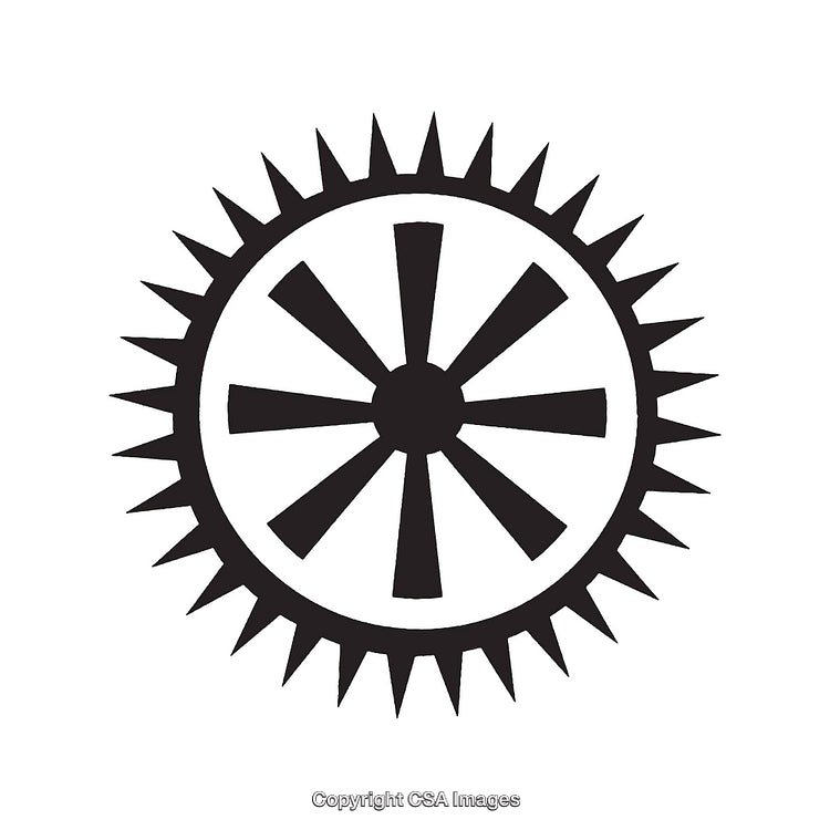Black and White Sunburst Dingbat Design on White Background