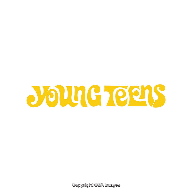 Yellow Retro Groovy Typography of 'Young Teens' in a Bold Font Style