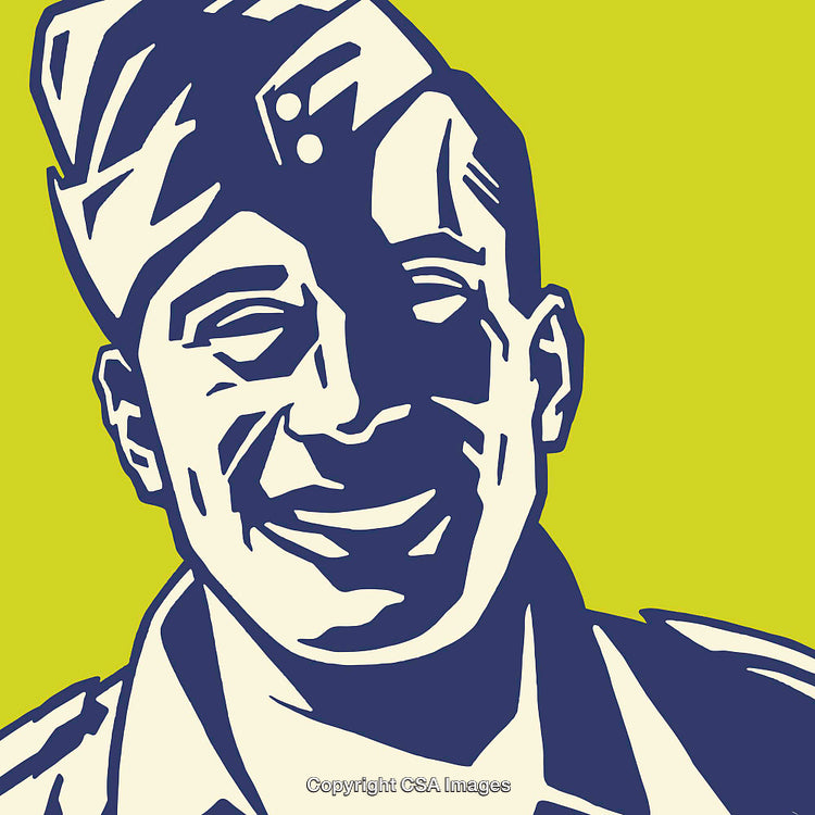 Vibrant Line Art Illustration of Smiling Person in a Uniform
