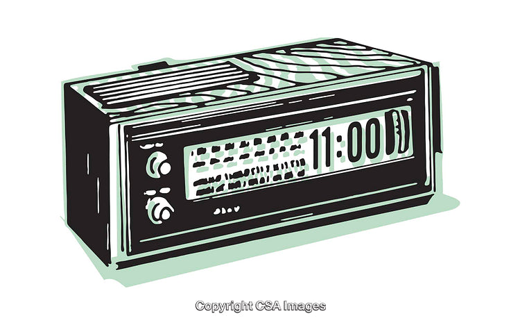 Retro Radio Illustration with Modern Styling and Green Accent