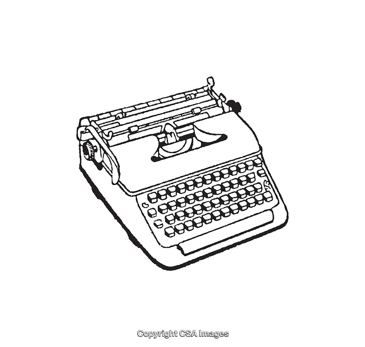 Vintage Line Art Illustration of a Retro Typewriter