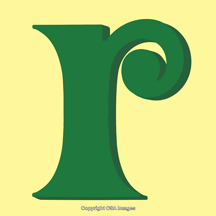 Elegant Green Letter 'R' on Yellow Background