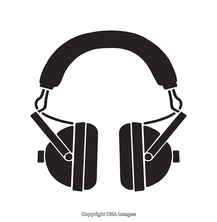 Black and White Headphones Icon for Technology and Music Themes