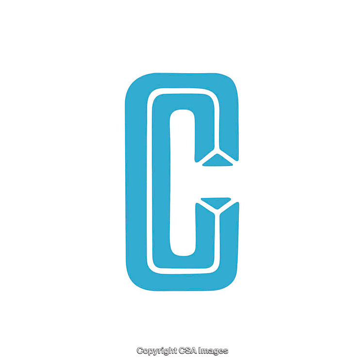 Blue Stylized Letter C with Decorative Design Elements