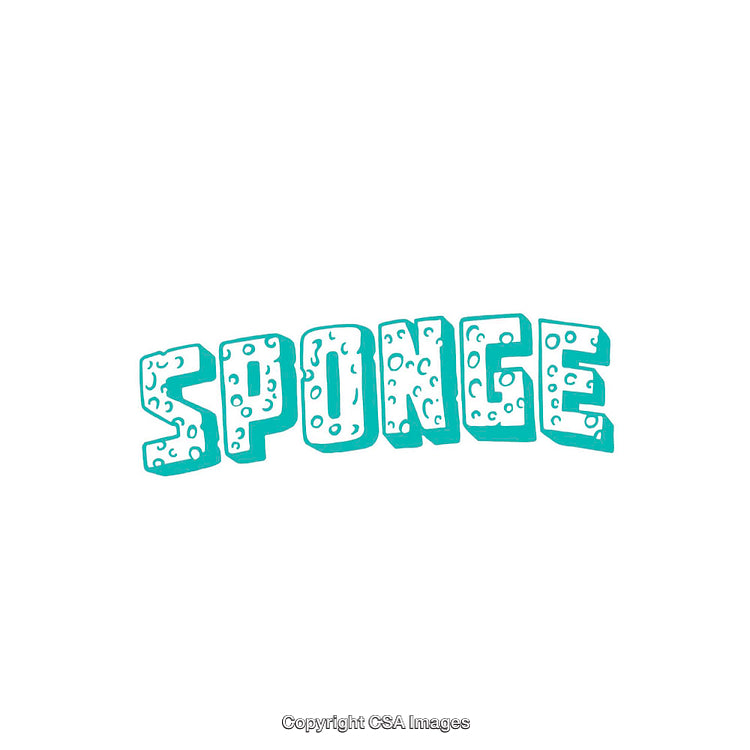Colorful Typography Design Featuring the Word Sponge in Textured Comic Style