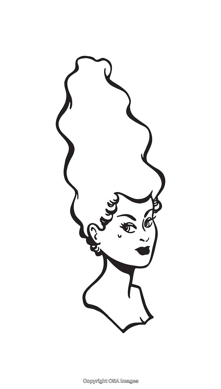 Black and White Line Art Illustration of a Stylish Woman's Portrait