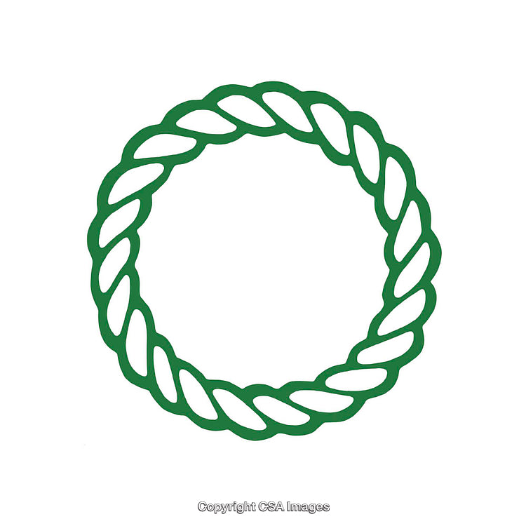Green Circular Rope-Shaped Design Isolated on a White Background