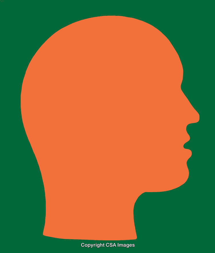 Abstract Profile Silhouette on Green Background Line Art Illustration