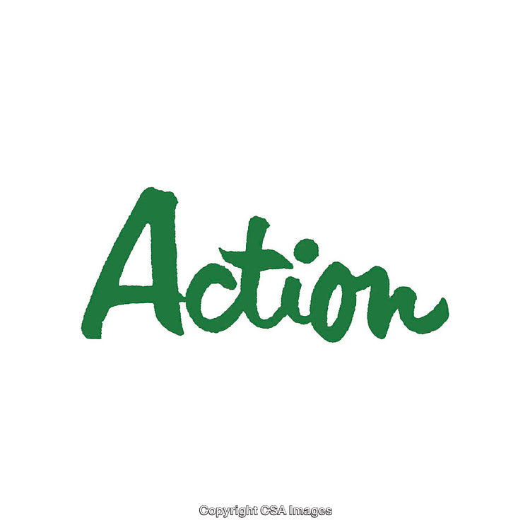 Green Brush Script Word Highlighting Action and Motivation