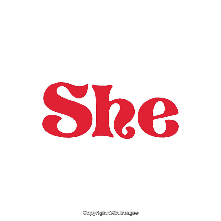Red Stylized Typography Featuring the Word 'She' in a Bold Typeface
