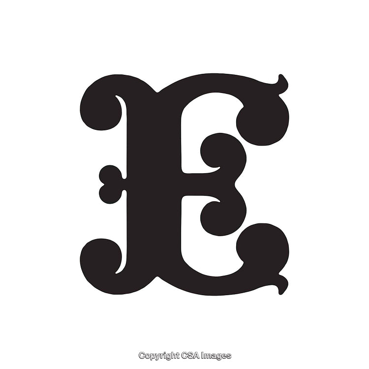 Vintage Ornate Letter E Monogram with Decorative Swirls
