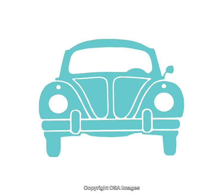 Turquoise Icon of Retro Car Viewed From Front on White Background