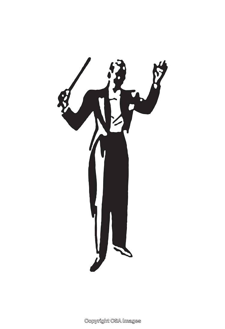 Black And White Line Art Illustration of a Conductor