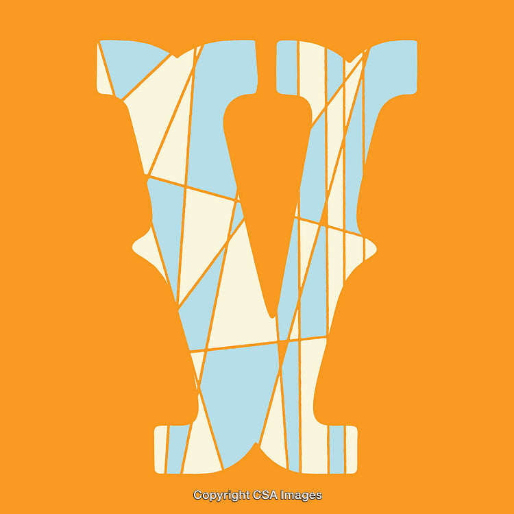 Abstract Letter V Design on Vibrant Orange Background