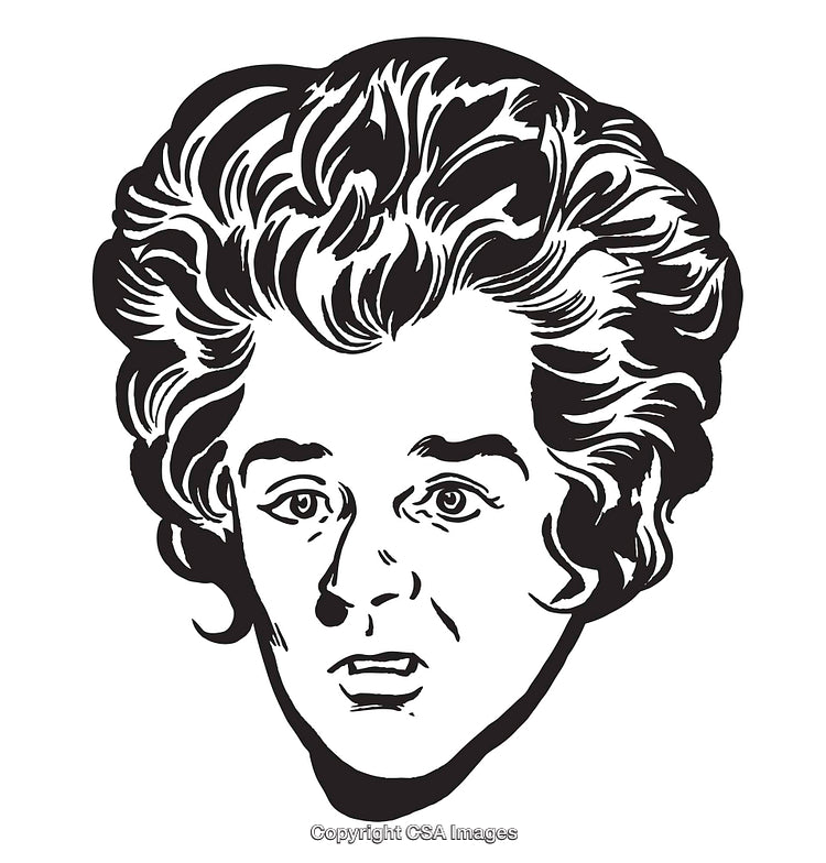 Black and White Illustration of Surprised Facial Expression Drawing