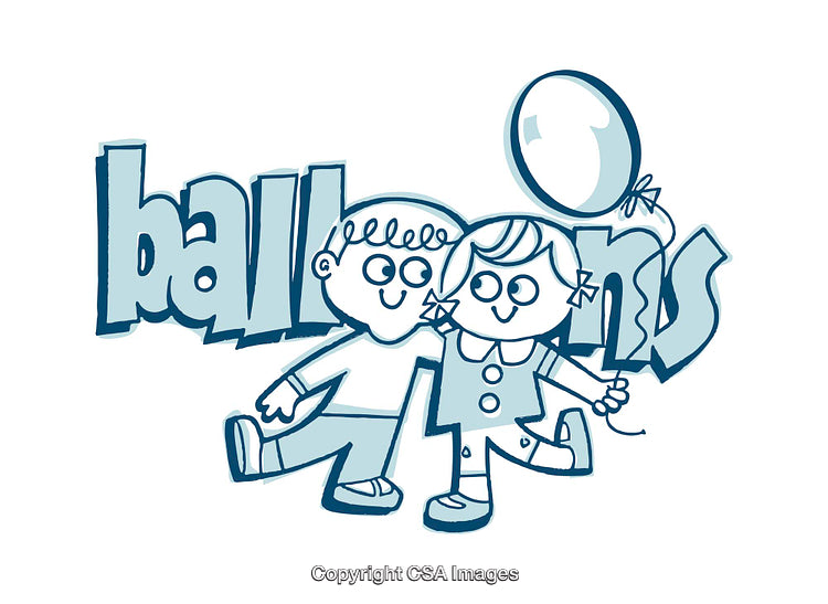 Kids Holding Hands and Balloon with Graphic Typography