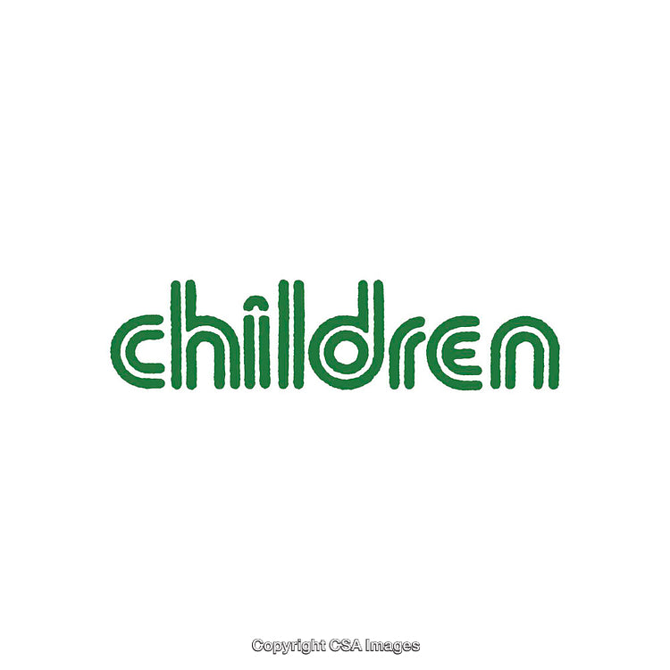 Stylized Word Depiction 'Children' in Green Text on a White Background