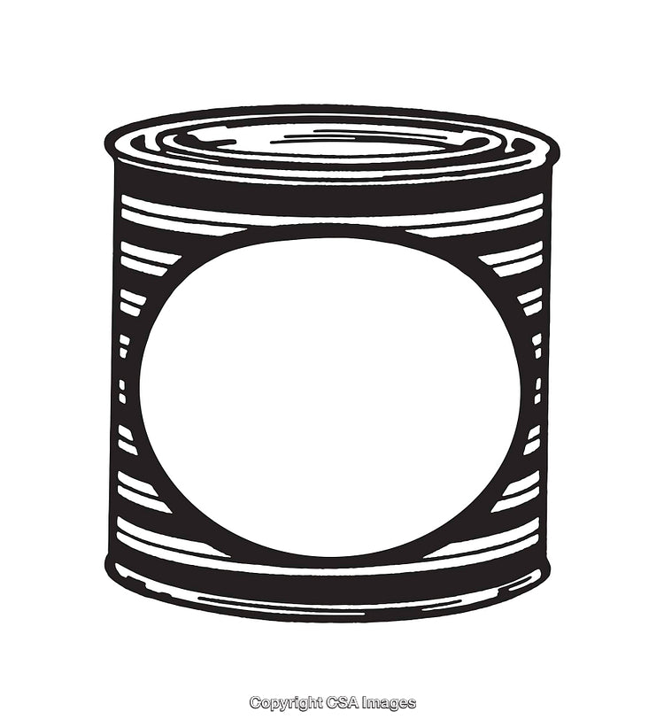 Black and White Line Art Illustration of a Generic Tin Can