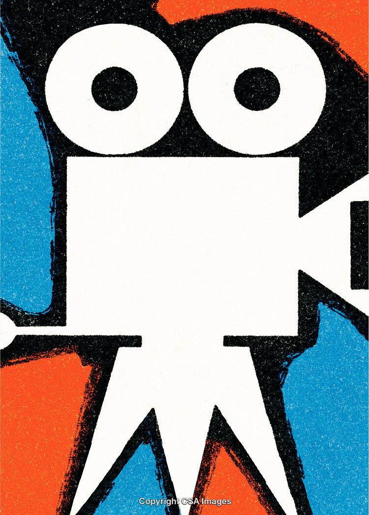 Abstract Illustration of a Camera in Bold Primary Colors