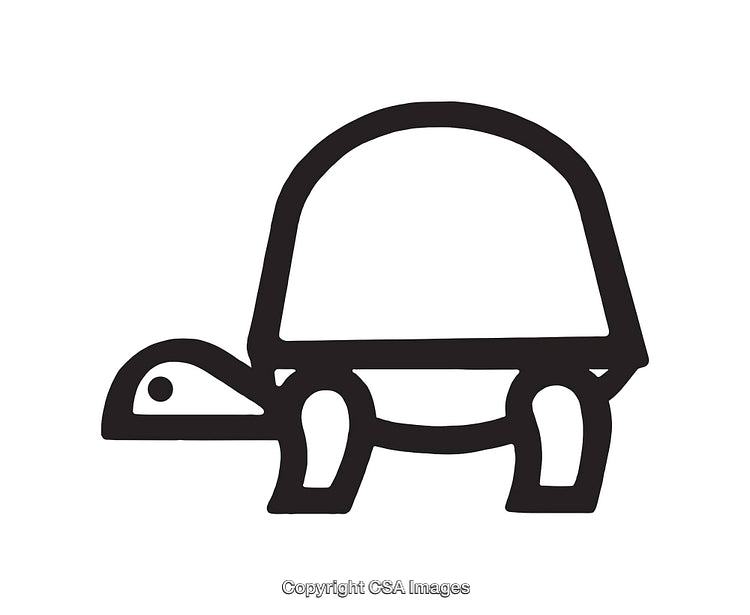 Simple Black and White Turtle Icon with Minimal Design Style