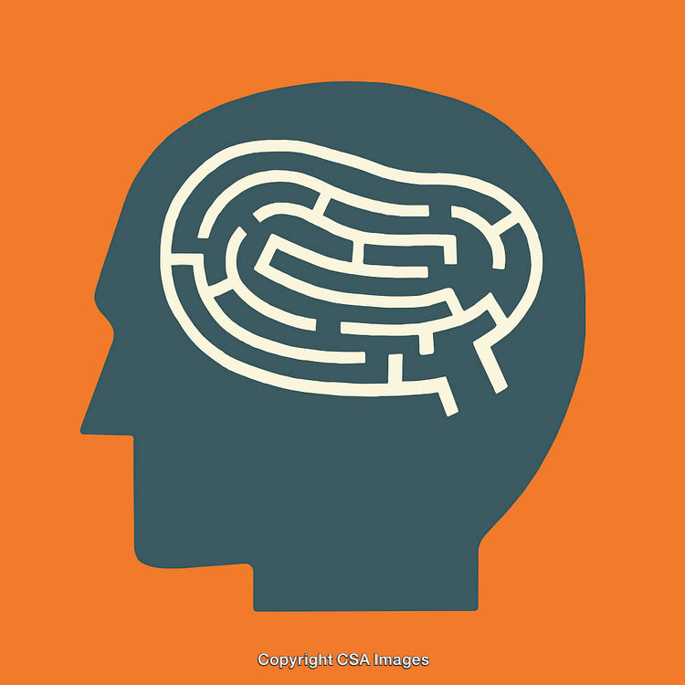 Silhouette Head Illustration Featuring a Maze as a Brain