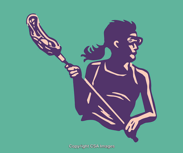 Stylized Illustration of a Woman Playing Lacrosse in Action