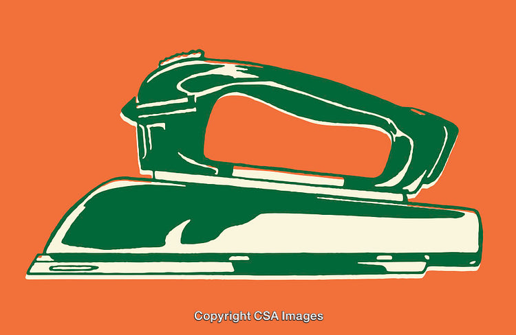 Vintage Flat Iron Illustration in Retro Colors on Orange Background