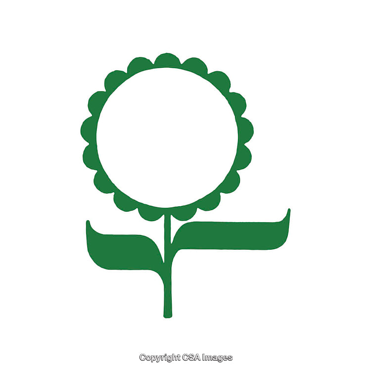 Minimalistic Green Flower Design with Symmetrical Leaves and Circular Petals