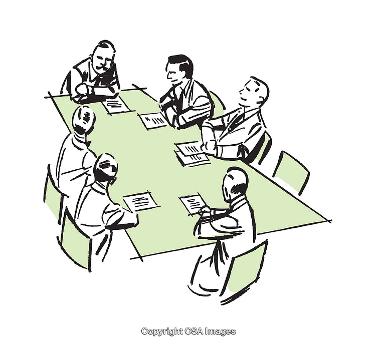 Illustrative Business Meeting in Progress Around Conference Table