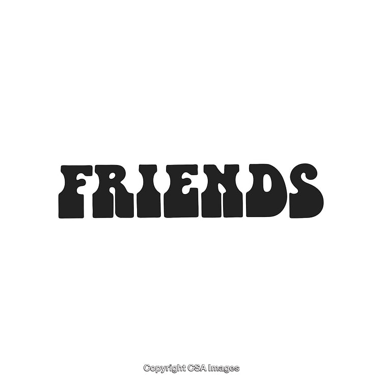 Black Friends Text in Bold Retro-Themed Lettering on White Background