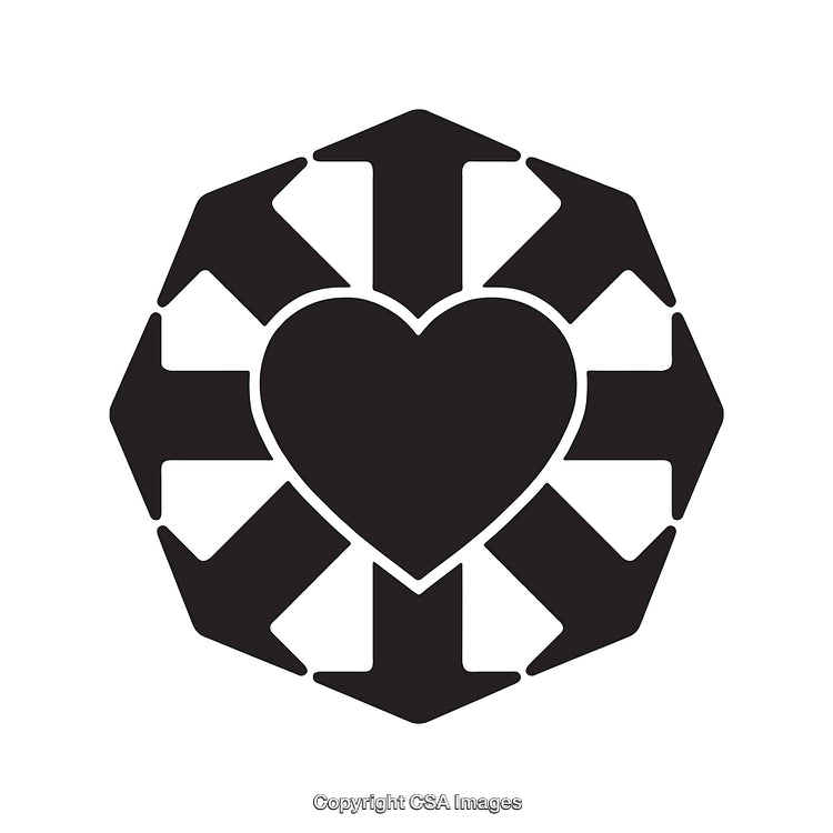 Heart With Centered Arrows Symbolizing Community and Unity