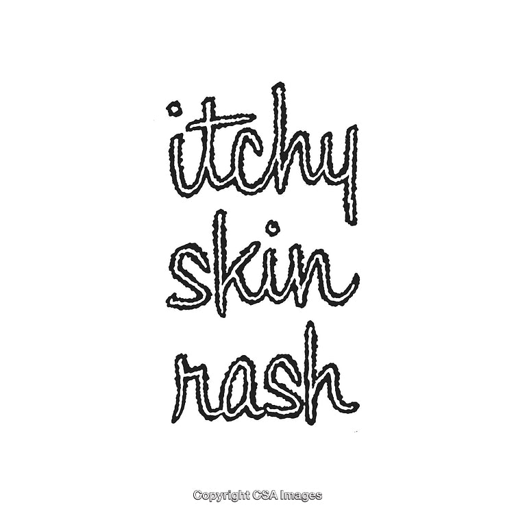Handwritten Texture with the Phrase 'Itchy Skin Rash' in Black Font