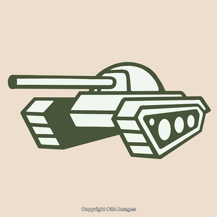 Color Line Art Illustration of a Stylized Military Tank